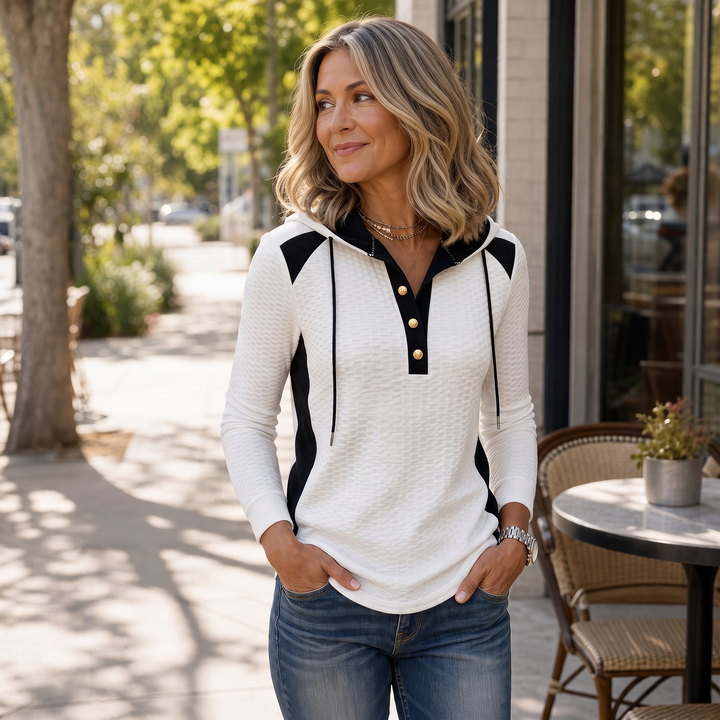 Wearbella – Bluza z dekoltem w serek z dzianiny waffle w kolorze blokowym