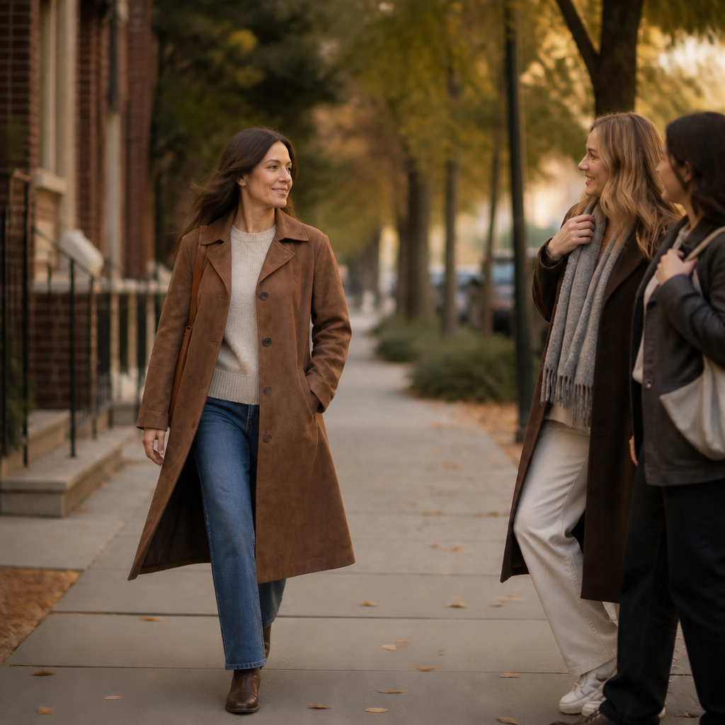 Draperie – Suede Trench, Który Porusza Się Razem z Tobą, a Nie Wokół Ciebie