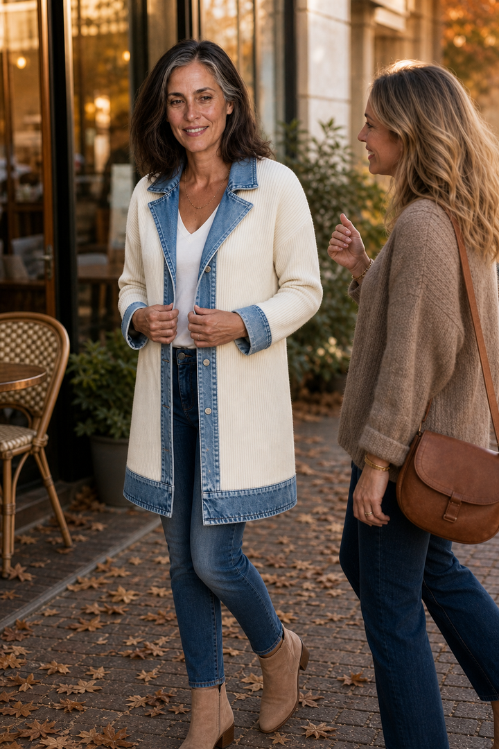 Wearbella – Płaszcz dzianinowy w stylu denimu