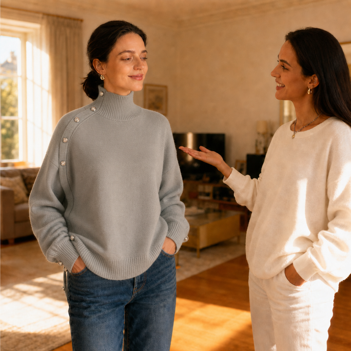Marlowe – Sweter z wykończeniem na złote guziki w rozmiarze oversize