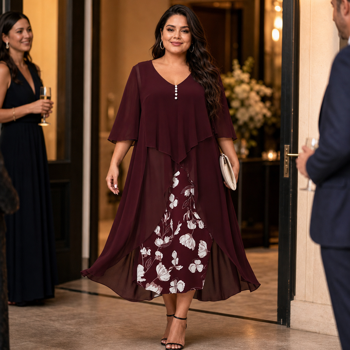Wearbella – Sukienka z asymetrycznym dołem z chifonu w stylu faux dwuczęściowym
