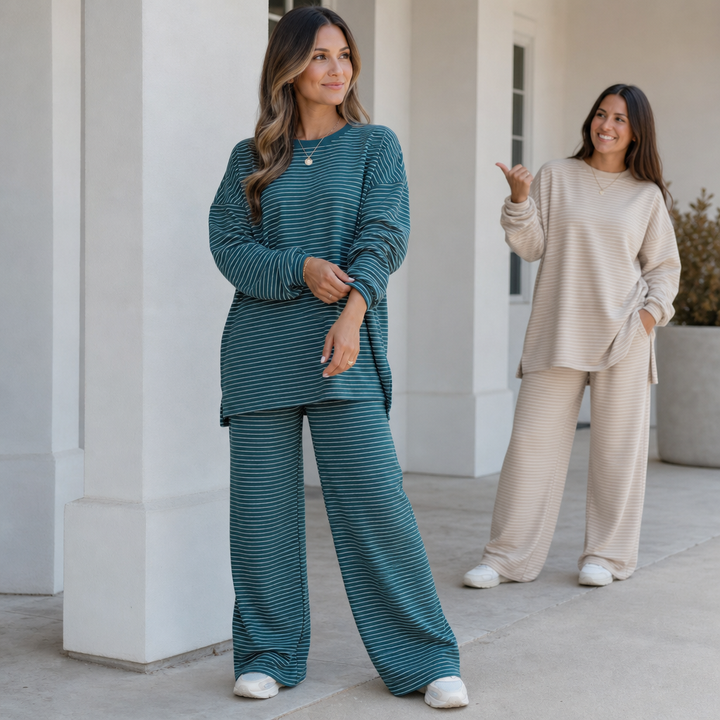 Stripe &amp; Ease – Striped Pullover i Szerokie Spodnie