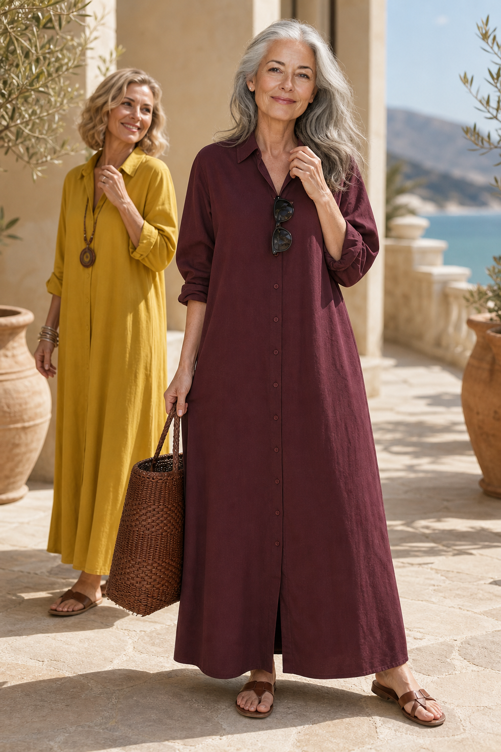 Wearbella – Oversized Bawełnowo-Lnianą Sukienka Maxi