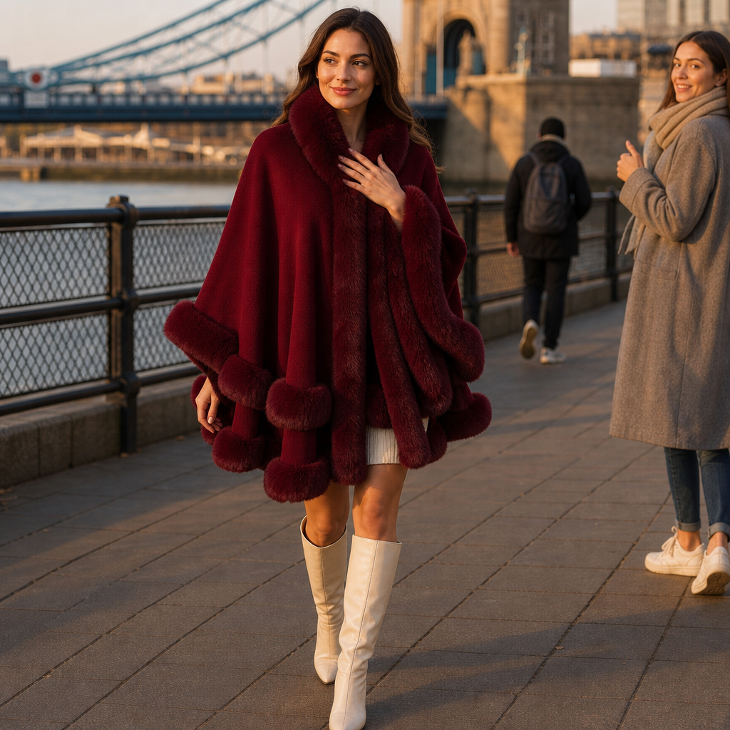 Wearbella – Kaptur z dzianiny z wykończeniem z futra