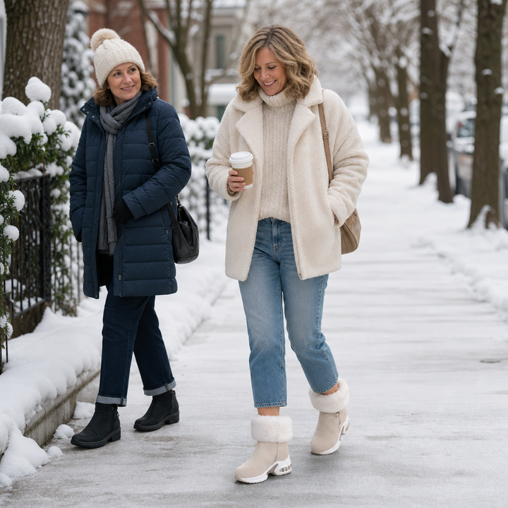CozyLift – Botki za kostkę z pluszowym wykończeniem i zamkiem błyskawicznym