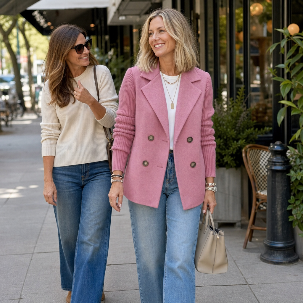 Wearbella – Żakiet podwójnie zapinany z dzianinowymi rękawami