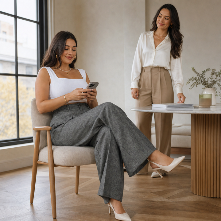 Wearbella – Spodnie z wysokim stanem, szerokie nogawki