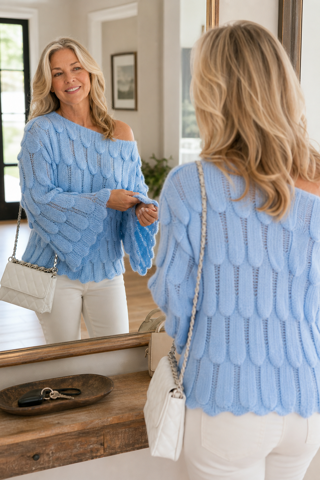Wearbella – Sweter z wycięciami w liście, oversize