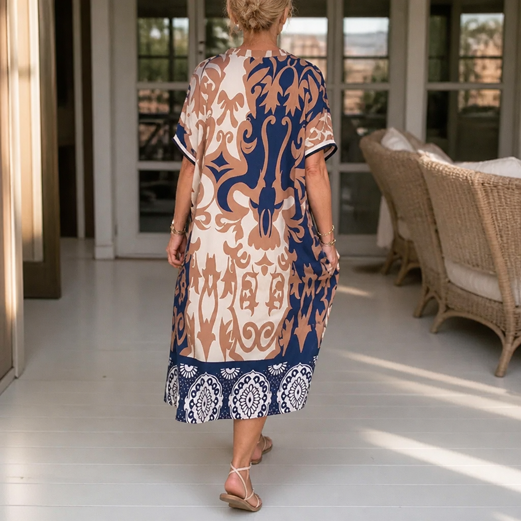Wearbella – Luźna sukienka midi z dekoltem w kształcie litery V