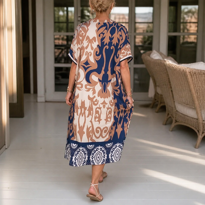 Wearbella – Luźna sukienka midi z dekoltem w kształcie litery V