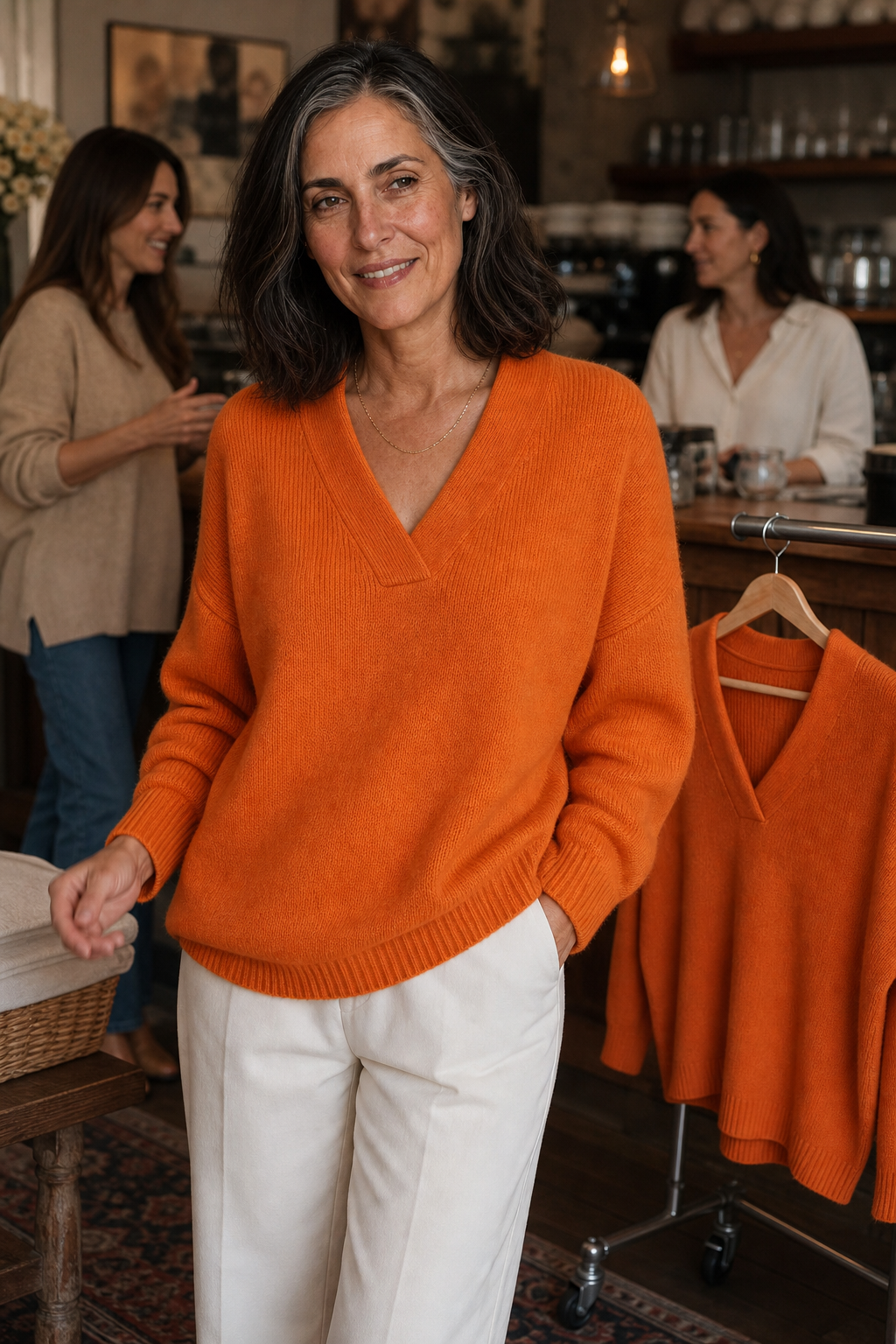 Softline – Sweter z dekoltem w serek i prążkowanym wykończeniem