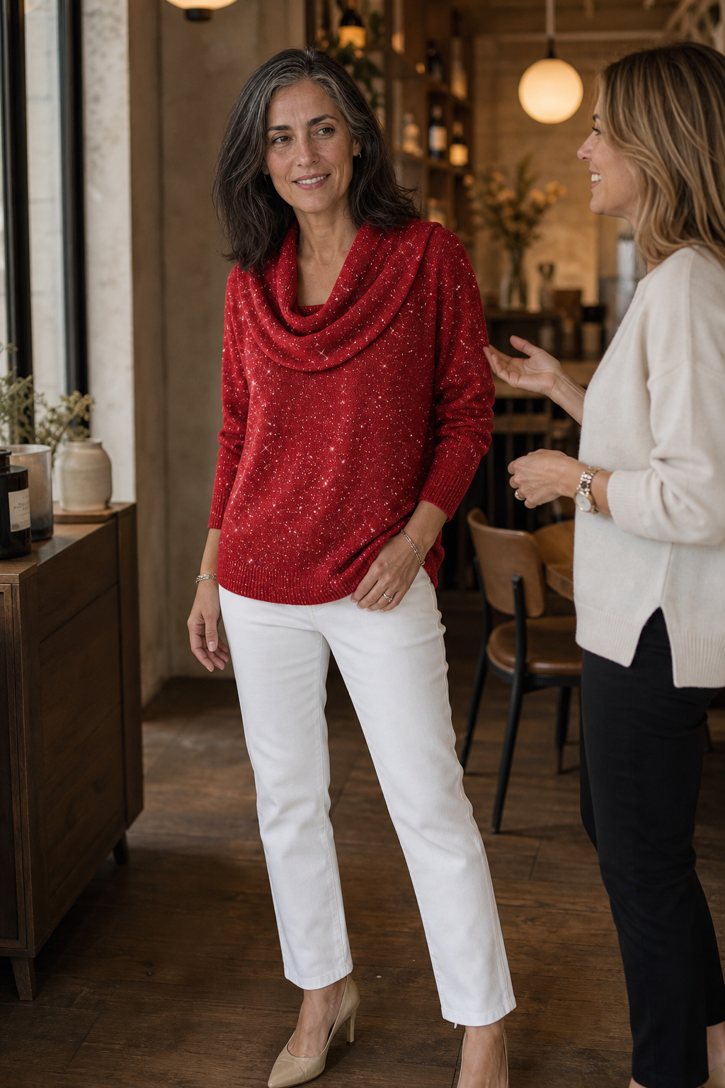 Sparkle – Długi top z dekoltem w łódkę