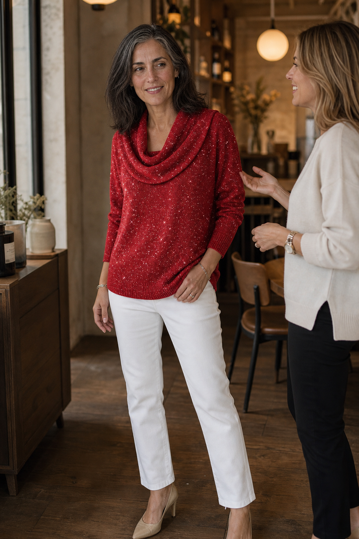 Sparkle – Długi top z dekoltem w łódkę