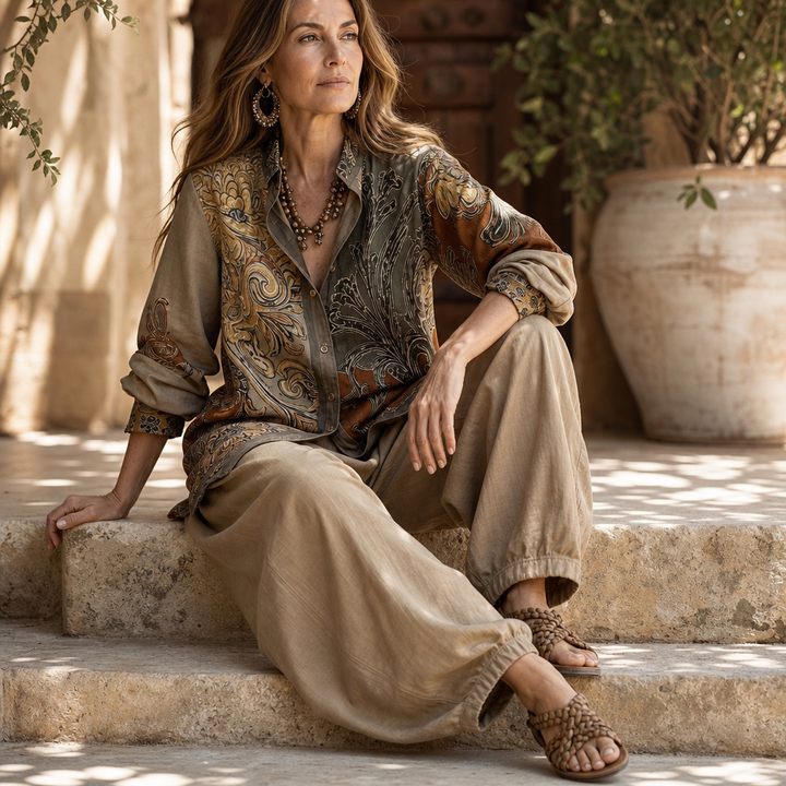 Wovana Set – Zestaw Tuniki i Spodni w Stylu Boho