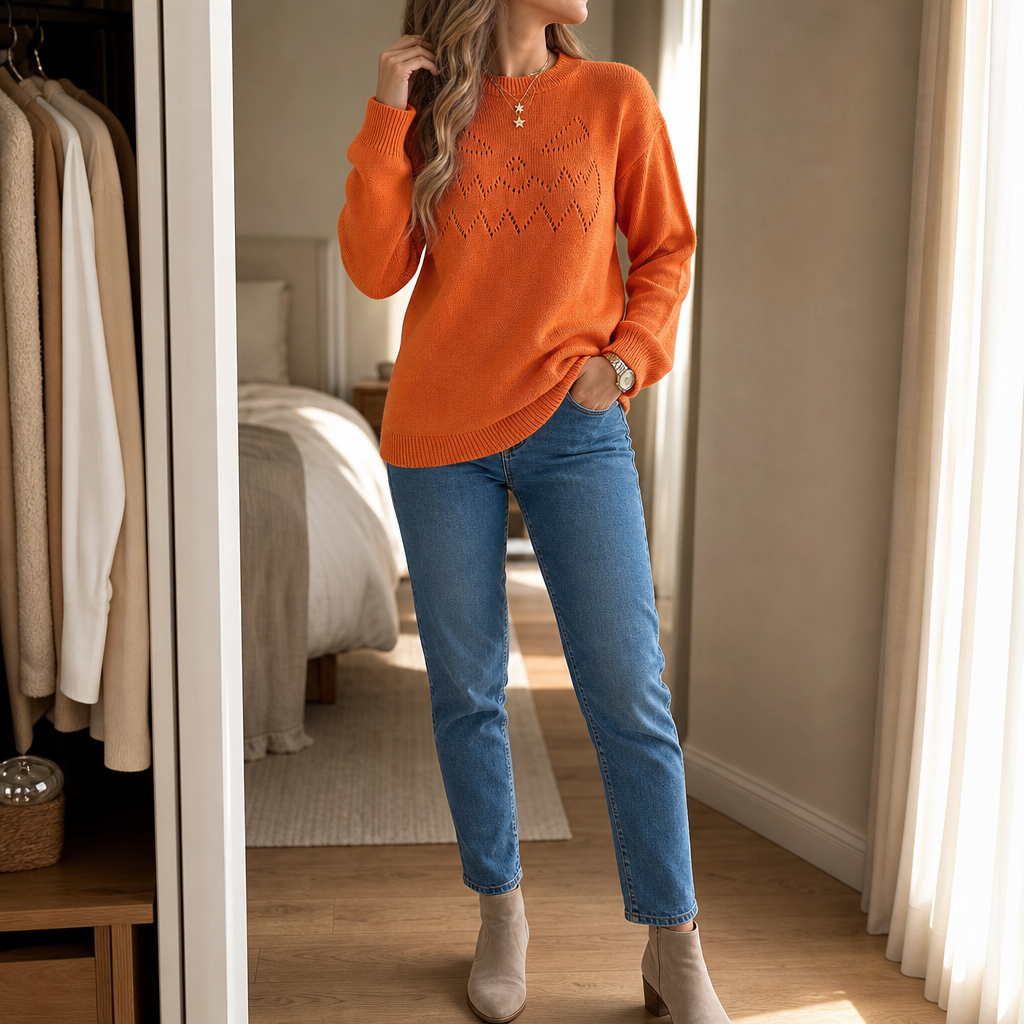 Hearthcott – Sweter z dzianiny z ażurowymi dyniami