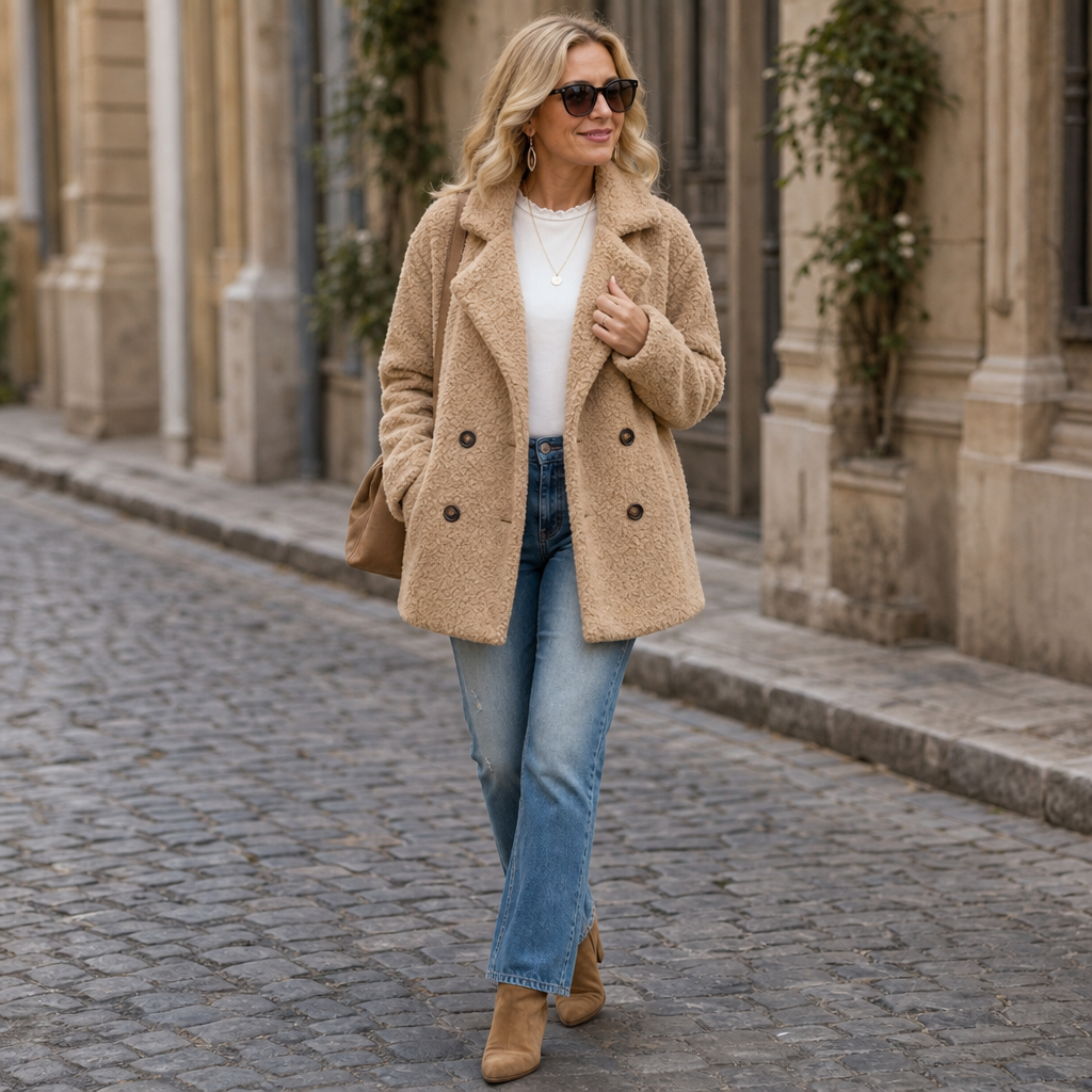 Cozelle – Zimowa kurtka z polaru Sherpa Teddy