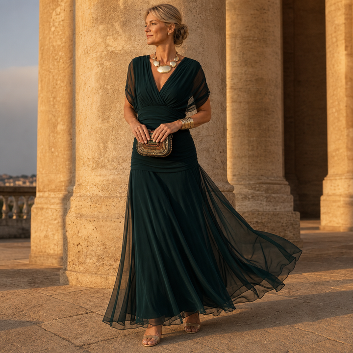 Veloura – Sukienka maxi w stylu syrenki z odkrytymi ramionami