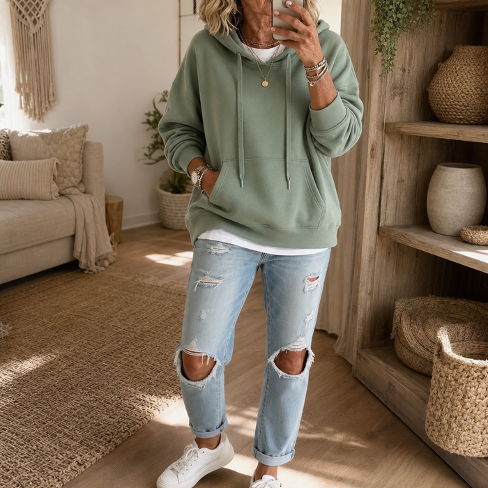 Wearbella – Oversized Hoodie z Bawełny z Opadającymi Ramionami