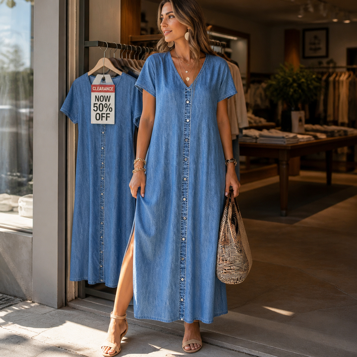 Denvera – Sukienka Maxi w Stylu Dżinsowym, Która Porusza Się Razem z Tobą