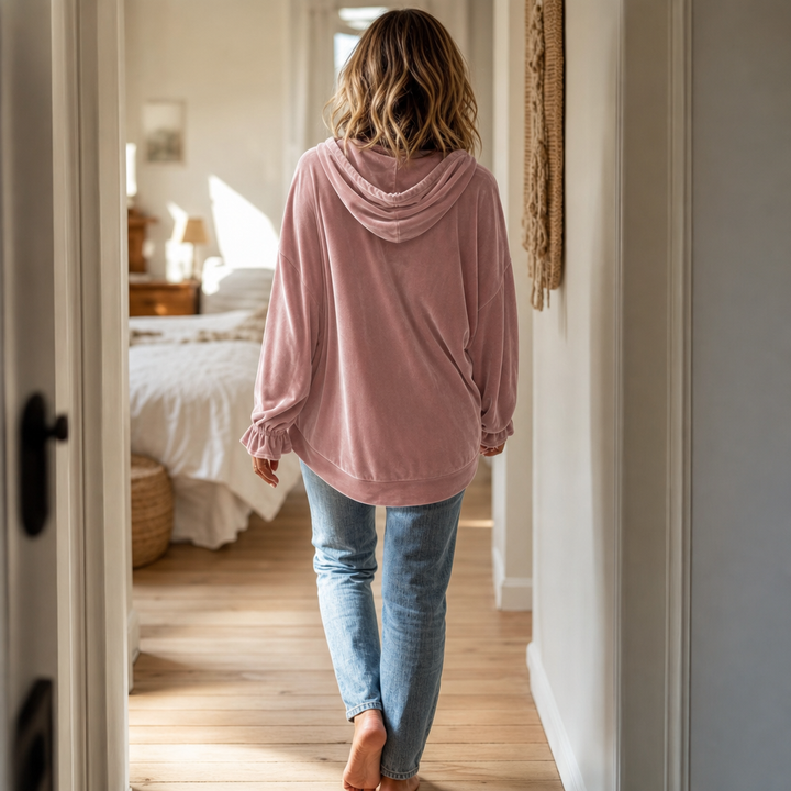 Wearbella – Luźna bluza z falbaniastymi mankietami z weluru