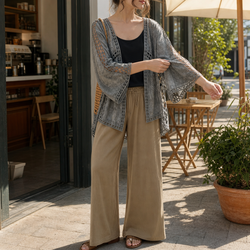 Wearbella – Kardigan z koronkowym wykończeniem, otwarty z przodu