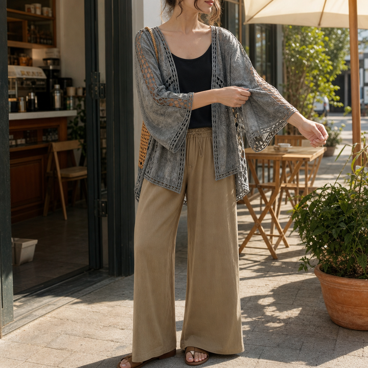 Wearbella – Kardigan z koronkowym wykończeniem, otwarty z przodu