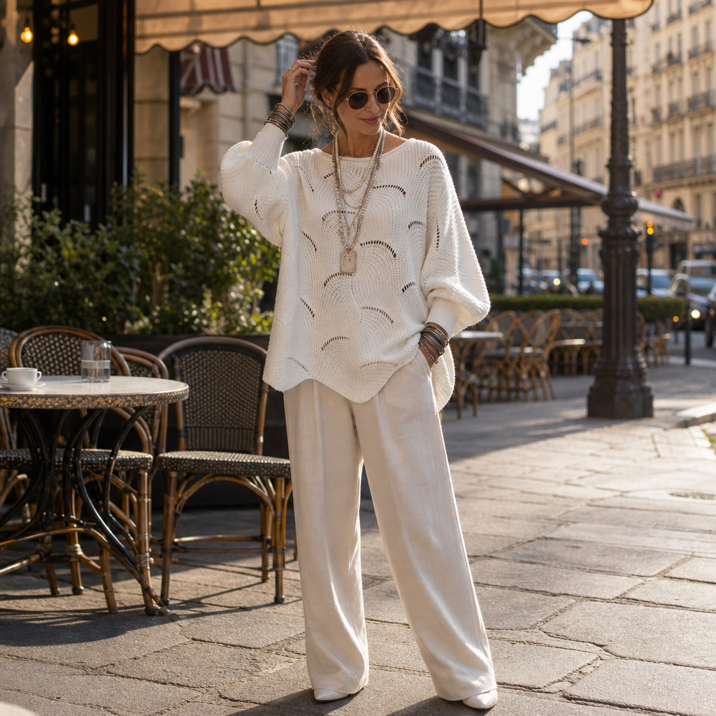 Wearbella – Sweter z Hollow Wave i rękawem Batwing
