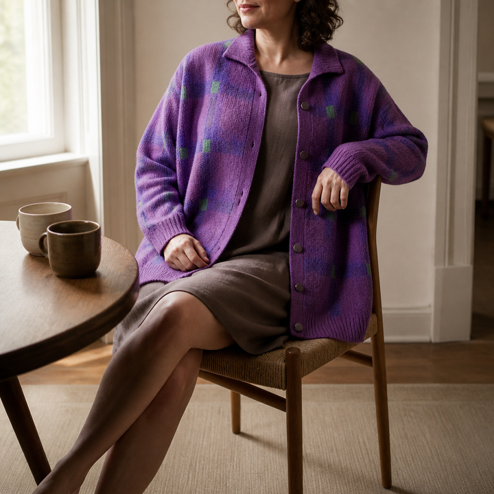 Collarhold – Oversized Kardigan z Kołnierzem, Który Zachowuje Swoją Formę