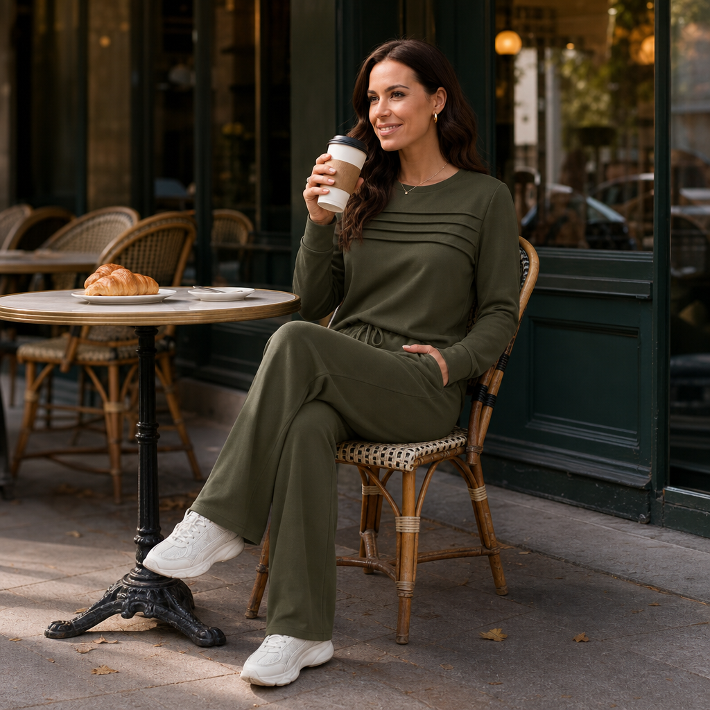Wearbella – Zestaw dresowy z plisowanym okrągłym dekoltem
