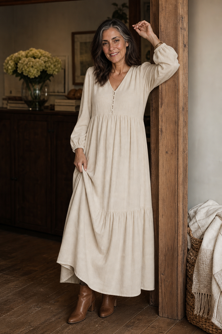 Wearbella – Luźna sukienka maxi z dekoltem w serek