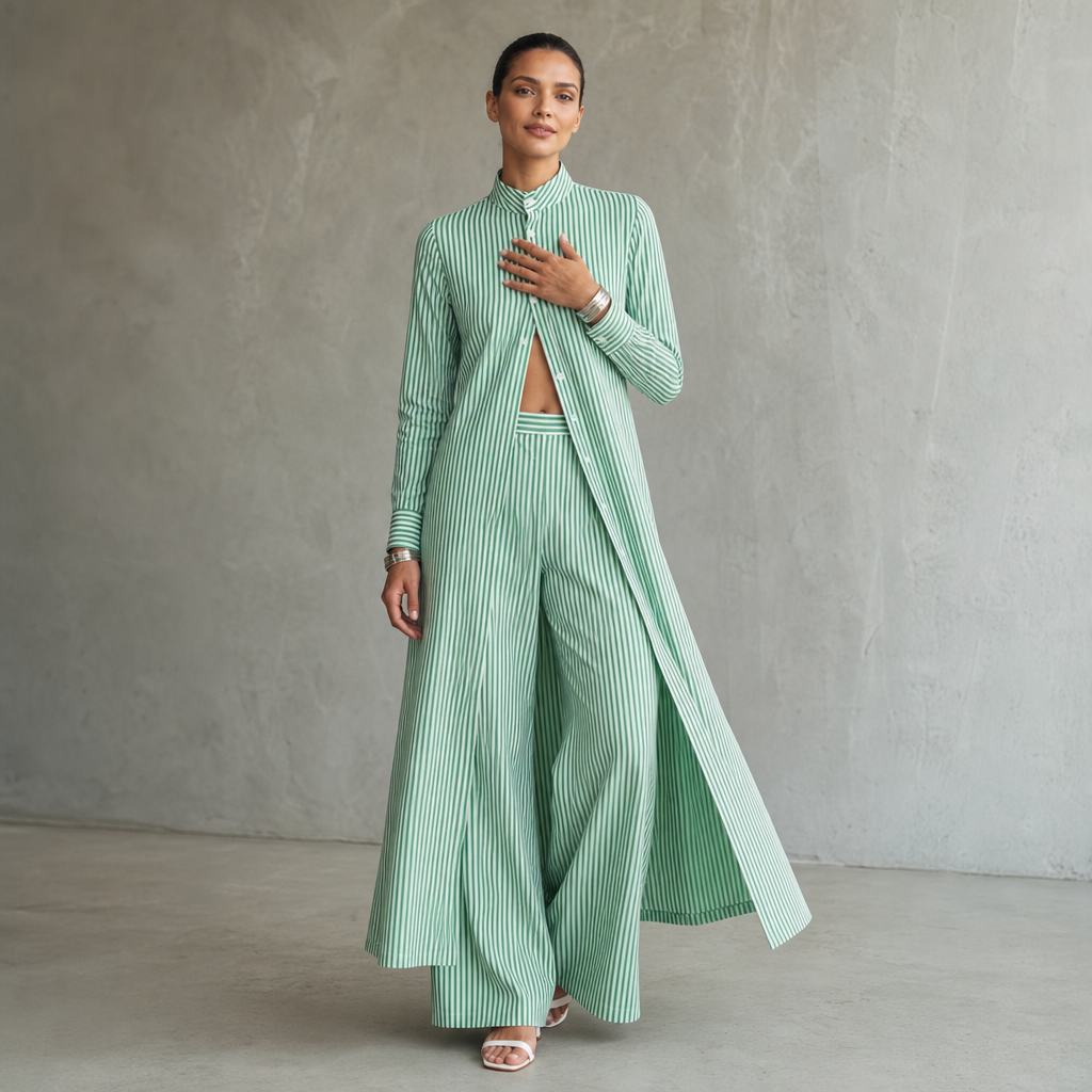 Wearbella – Zestaw koszuli w paski i spodni z szerokimi nogawkami
