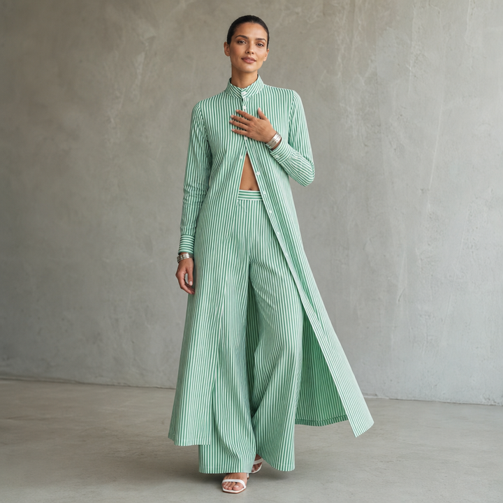 Wearbella – Zestaw koszuli w paski i spodni z szerokimi nogawkami