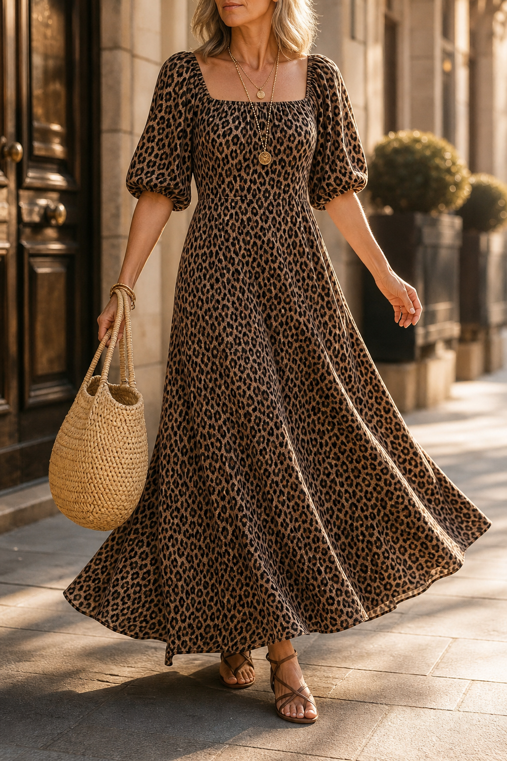 Wearbella – Sukienka Maxi w Lwa w Kolorze Kawy