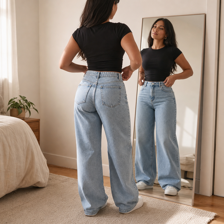 Vela Denim – Jeansy o wysokim stanie i prostych nogawkach