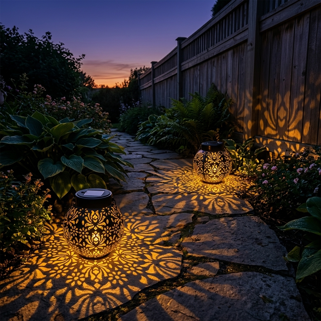 Lumivine – Solarna Lampa Wisząca z Kwiatowym Wzorem Cieni