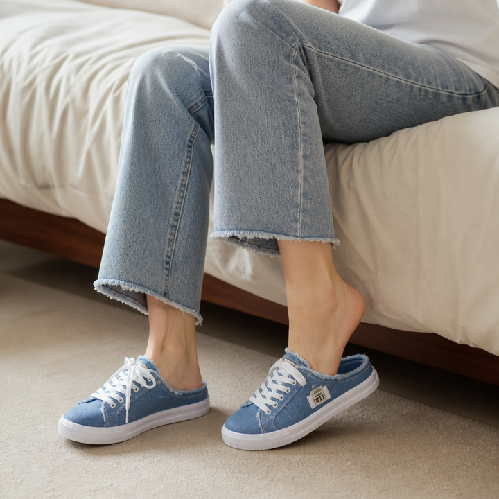 Vellora – Zniszczone Dżinsowe Sneakersy Slip-On