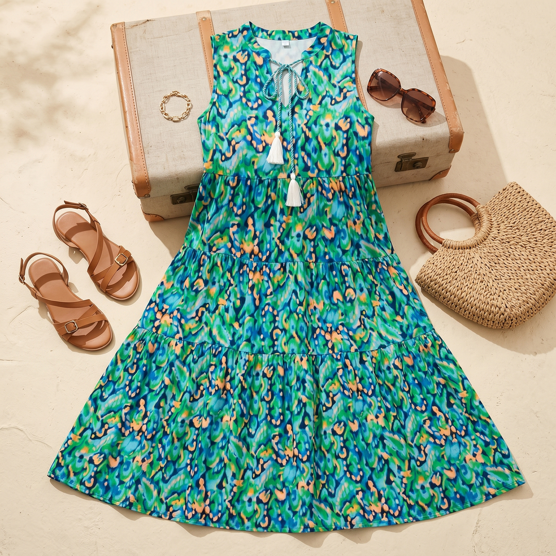 Soleia – Damska Sukienka Midi w Stylu Boho z Falbanami