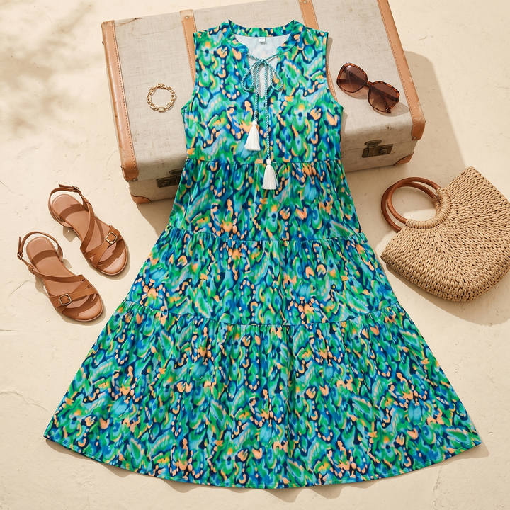 Soleia – Damska Sukienka Midi w Stylu Boho z Falbanami