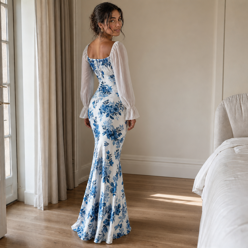 Wearbella – Kwiatowa Sukienka Maxi z Wiązaniem na Przodzie