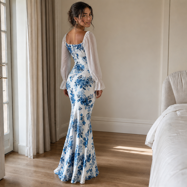 Wearbella – Kwiatowa Sukienka Maxi z Wiązaniem na Przodzie