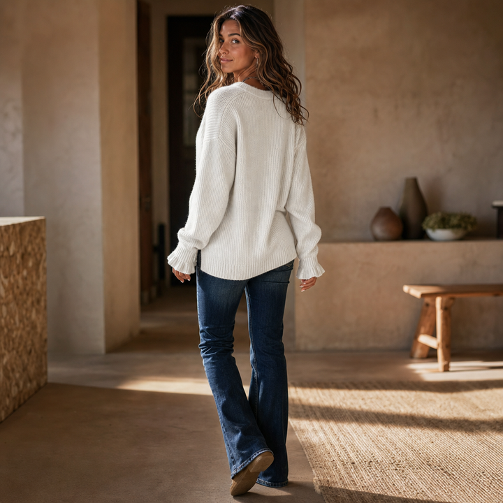 Vessa – Sweter z dzianiny z dekoltem w serek