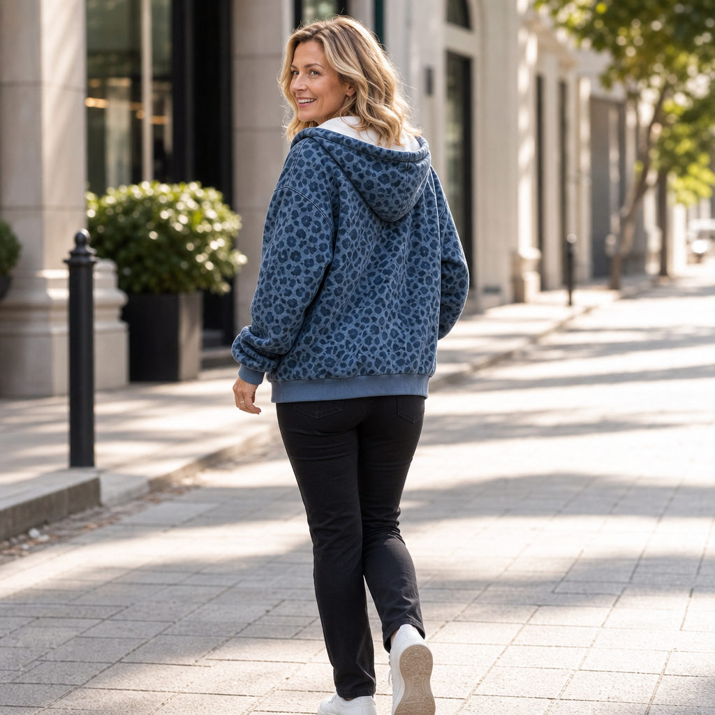 Wearluxe – Bluza z kapturem z nadrukiem w panterkę