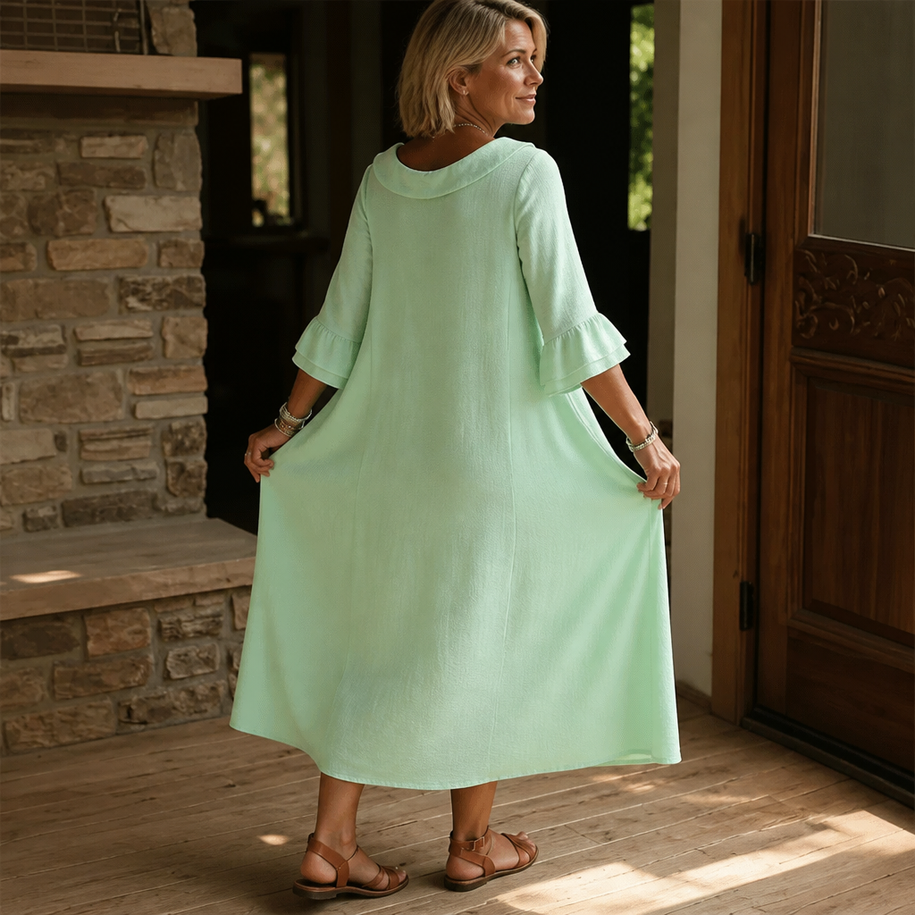 Wearlune – Sukienka midi z dekoltem w łódkę i falbanami