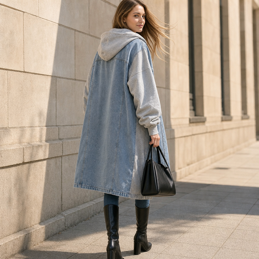 Denimova – Kurtka z kapturem w stylu washed denim