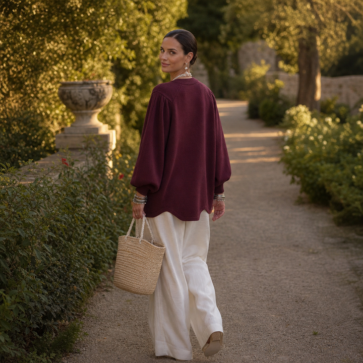 Wearbella – Sweter z wycięciem w kształcie łzy i rękawami lampionowymi