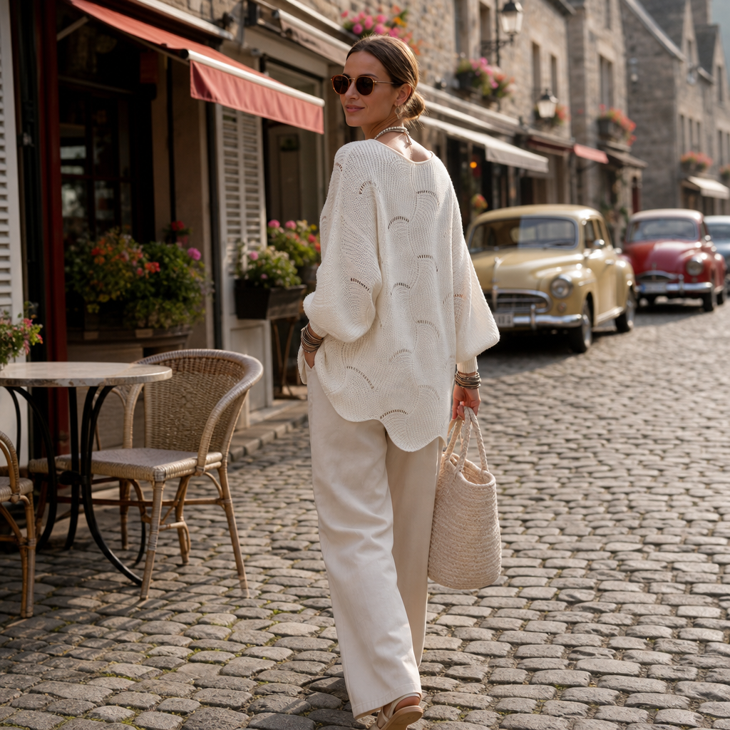 Wearbella – Sweter z Hollow Wave i rękawem Batwing