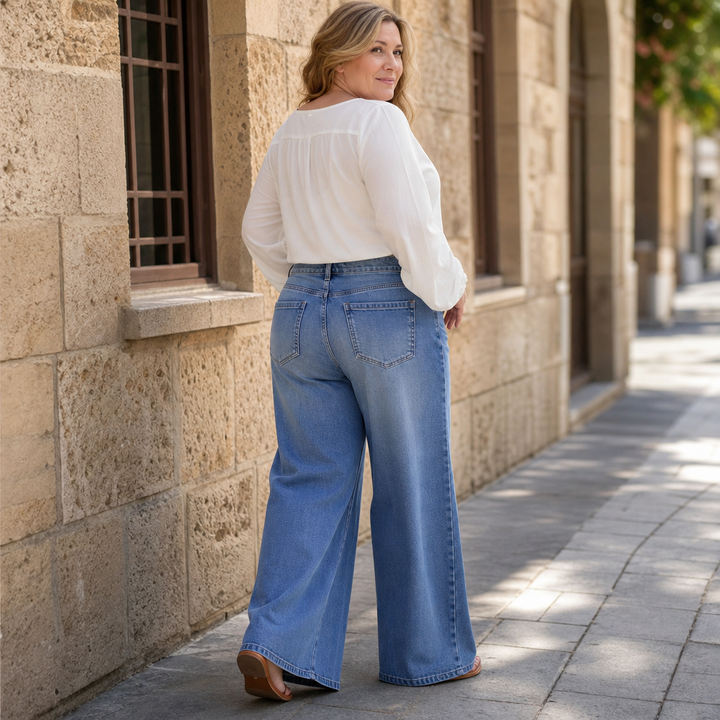 Wearbella – Dżinsy Vintage z Wysokim Stanem i Szerokimi Nogawkami