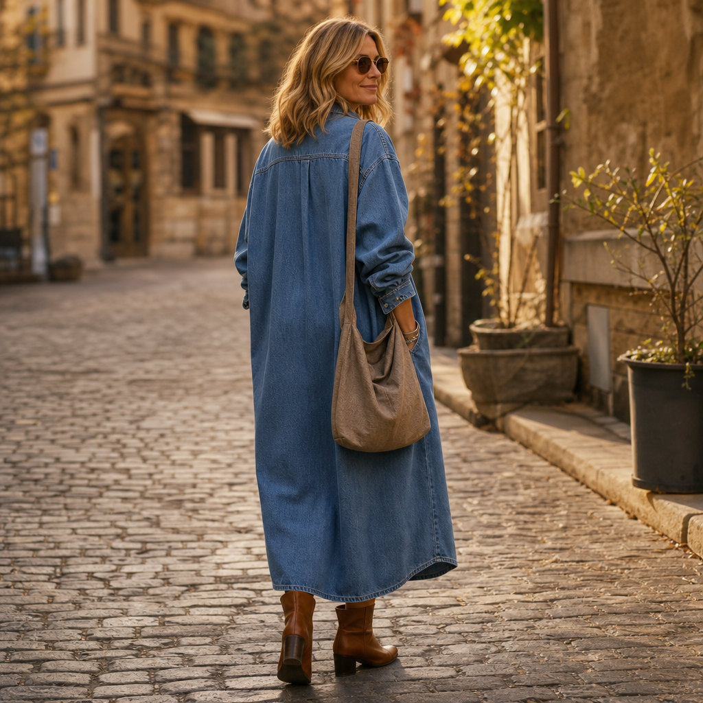 Wearlyn – Sukienka koszulowa z przodu na guziki w stylu dżinsowym