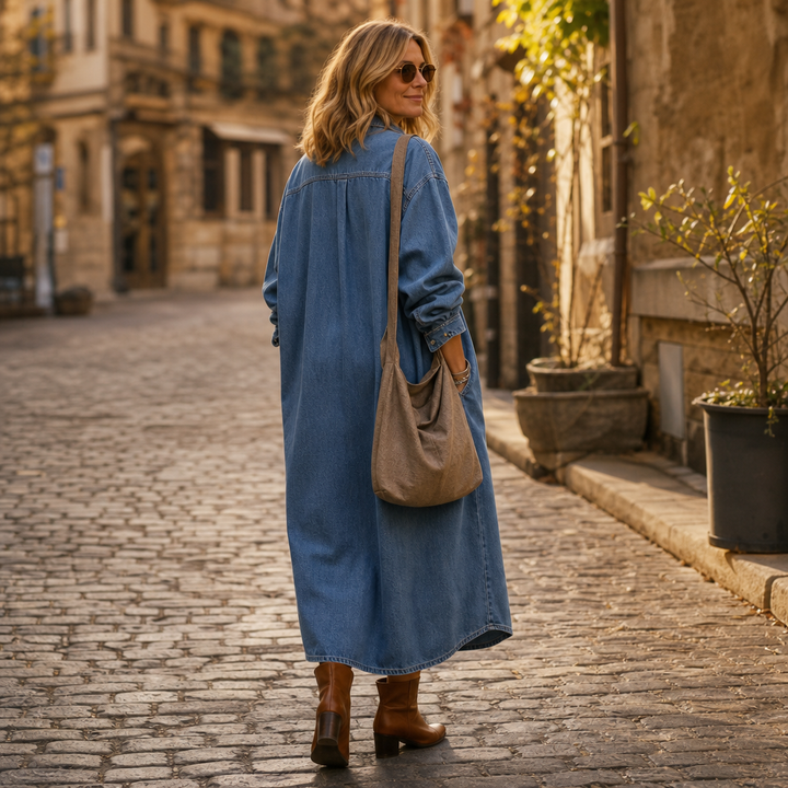 Wearlyn – Sukienka koszulowa z przodu na guziki w stylu dżinsowym
