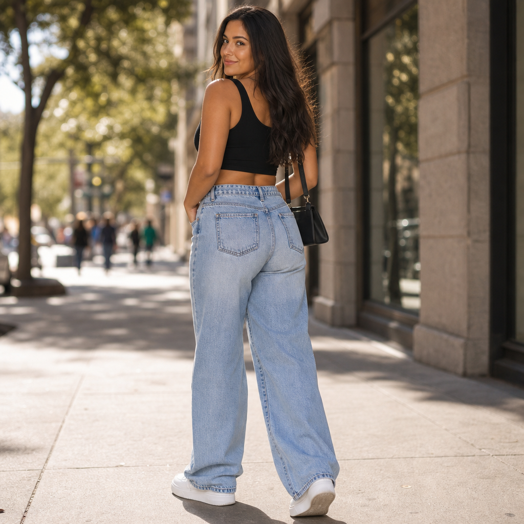 Vela Denim – Jeansy o wysokim stanie i prostych nogawkach